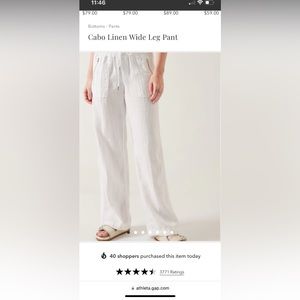 Athleta Cabo wide leg linen pants 10 NWT